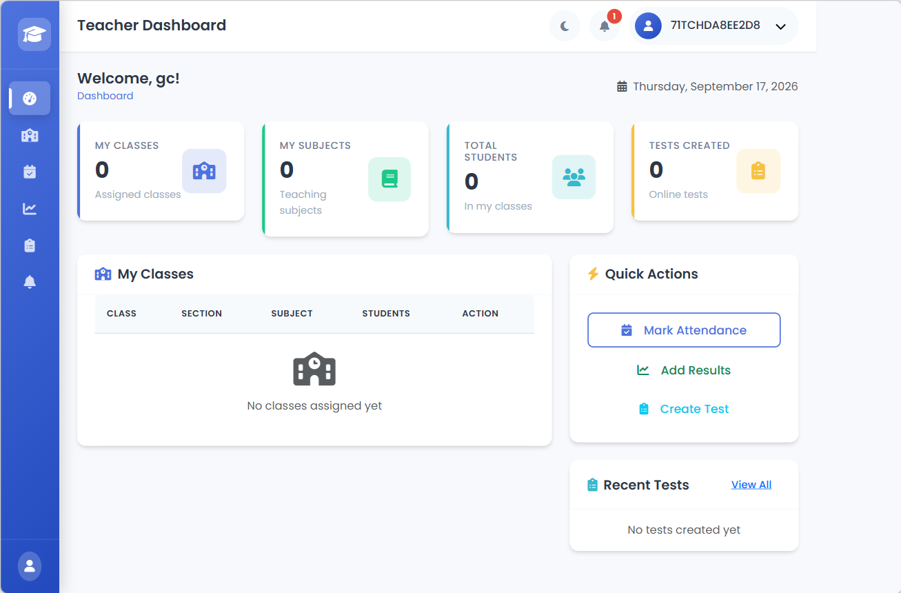 College Management System screen