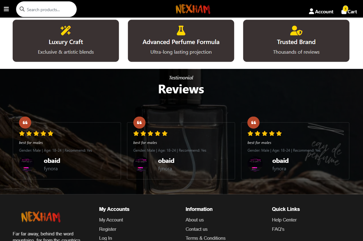 Perfume E-Commerce Website screen