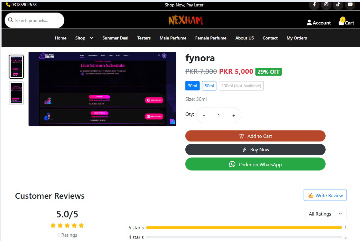 Perfume E-Commerce Website screen