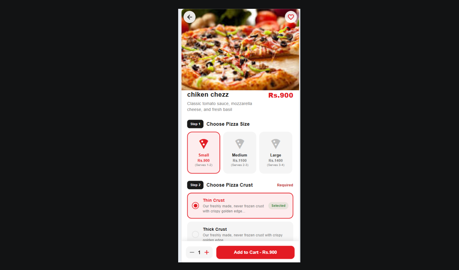 Pizza Delivery App (Multi-Store) screen