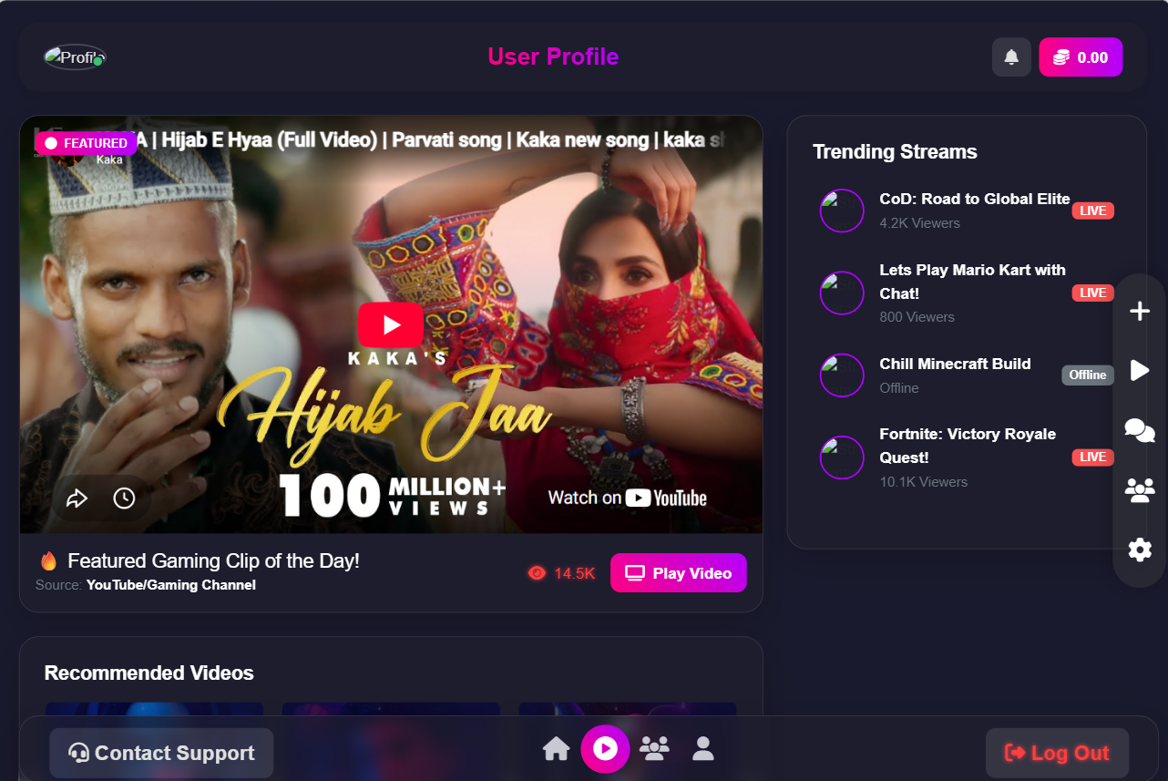 Online Tournament Platform screen